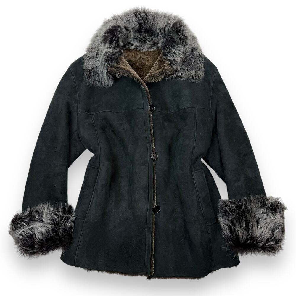 Vintage SICKAFUS PAT GARRETT gray genuine sheepskin shearling coat